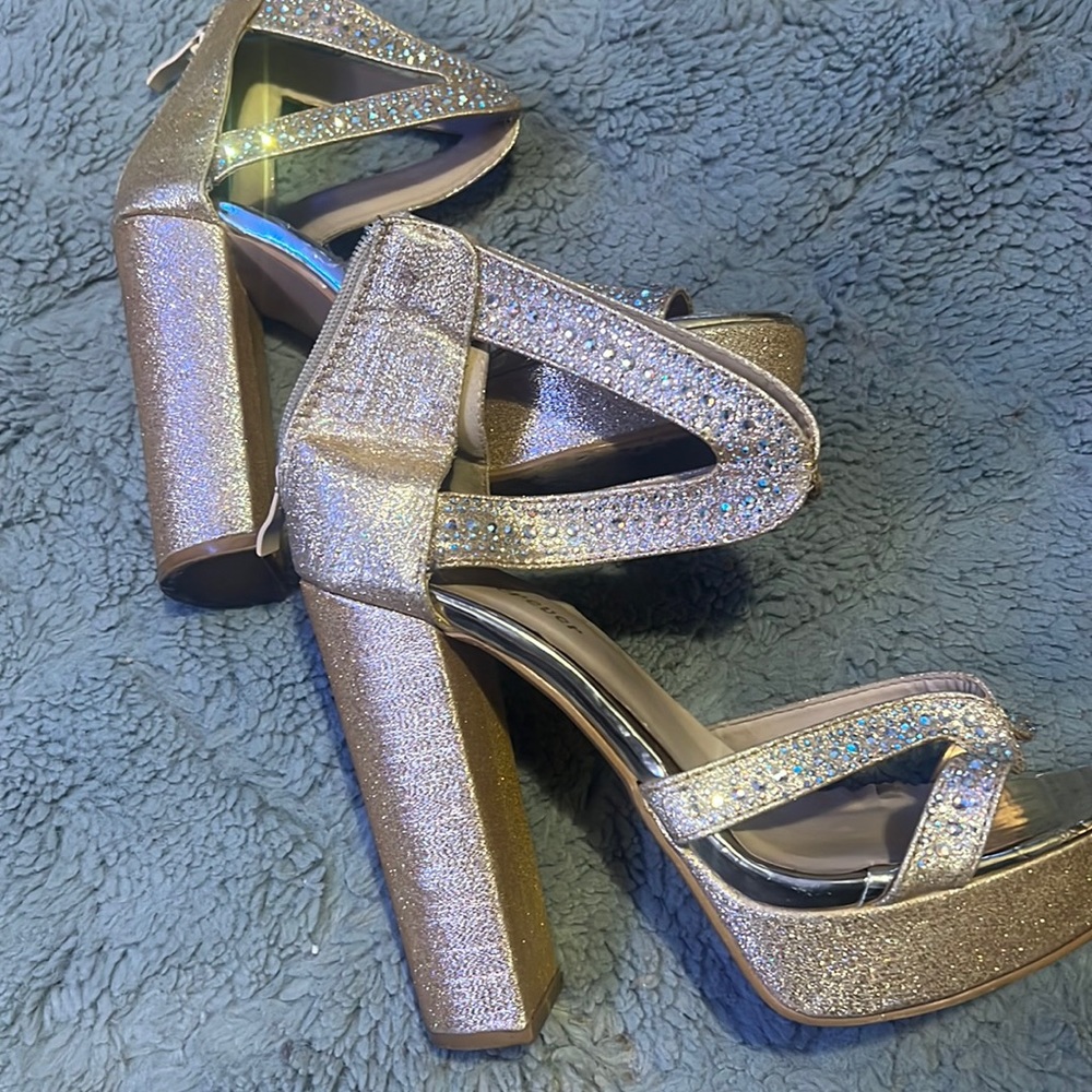 Gold platform heels